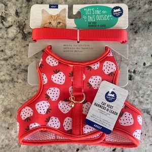 Whisker City cat vest harness and leach strawberry adult